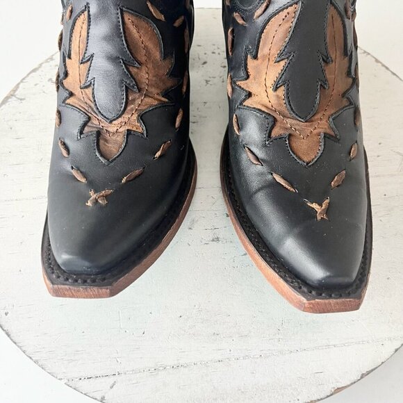 Lane Reverie Knee High Womens Cowboy Boots 6 Black Brown Western Cowgirl Lace Up - Picture 6 of 11